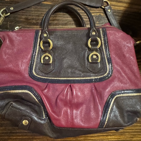 Handbags - Chic Burgundy and Brown Women's Satchel